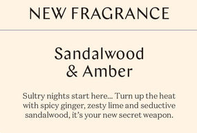 Shelf Talker - Sandalwood & Amber - New Fragrance